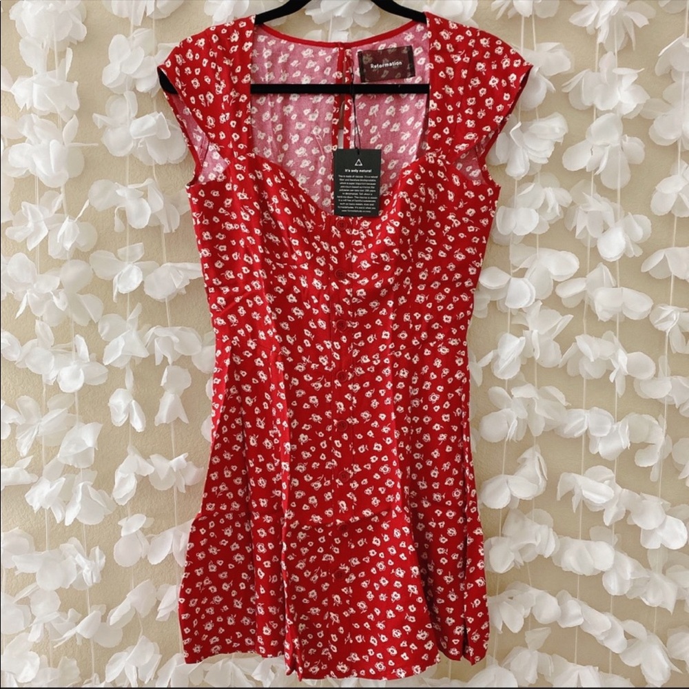 REFORMATION Cheri Minidress. Red - Picture 5 of 7